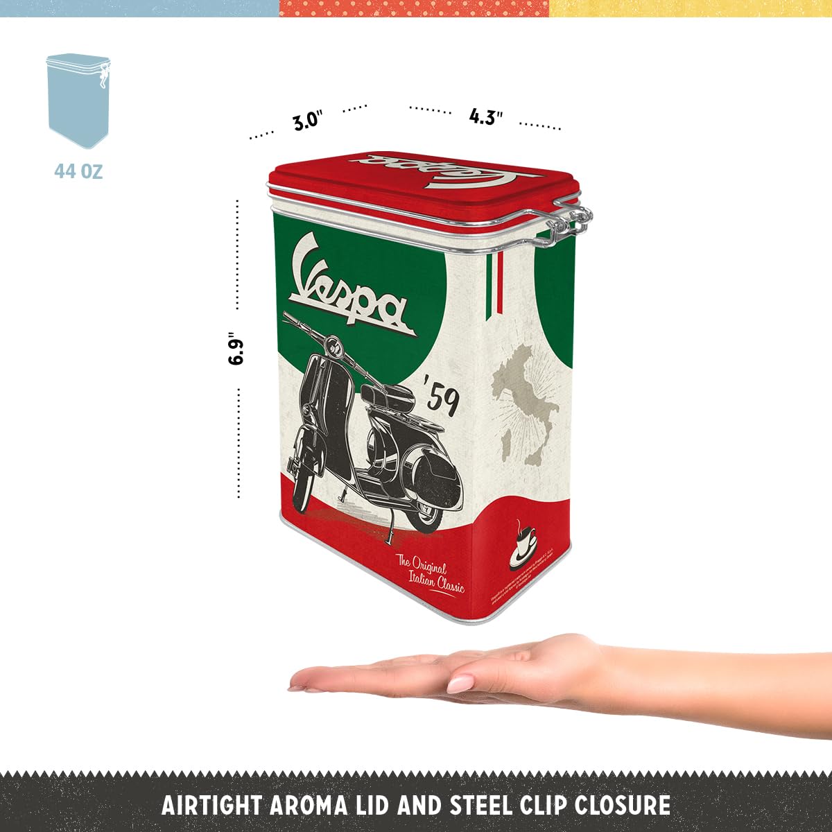 Amazon.com: Nostalgic-Art Retro coffee tin box, 44 oz, Vespa – The